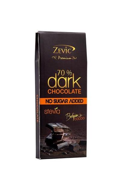Zevic 70% Dark Belgian Chocolate with Stevia 40 gm - Nutritional Bars