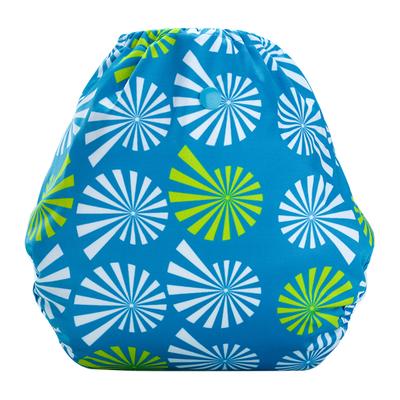 Bumberry Reusable Diaper Cover (2-36 Months) with 2 Wet Free Inserts - White Flowers on Blue - Diapers & Wipes