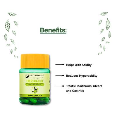 Dr.Vaidya's Herbiacid Capsule (Pack of 2 x 30's) - Speciality Medicines