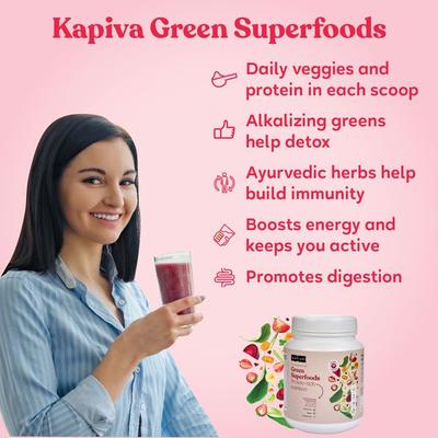 Kapiva Plant Protein Superfoods with Greens Powder - Berry 1 kg - Health Products