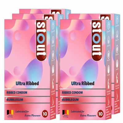 Stout Ultra Ribbed Condoms - Bubblegum (Pack of 5 x 10's) 1's - Plain/Flavoured Condoms
