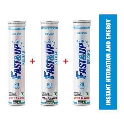 Fast&Up Reload Hydration Effervescent Tablet - Assorted Flavour (Pack of 3 x 20's) - Workout Essentials