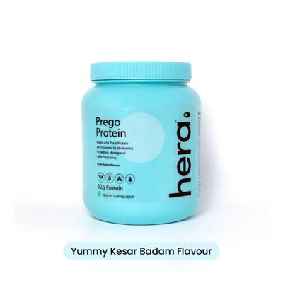 Hera Prego Protein Powder - Yummy Kesar Badam 480 gm - Protein Drink