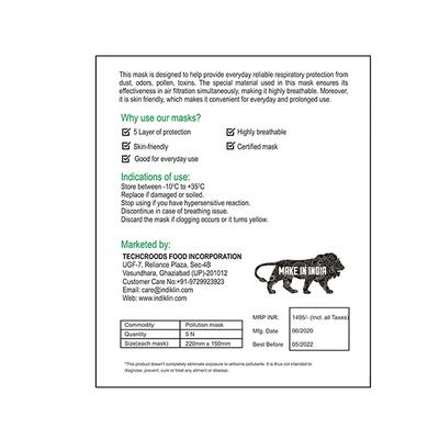 Indiklin N95 Face Mask with Respirator (Pack of 5) - Face Mask