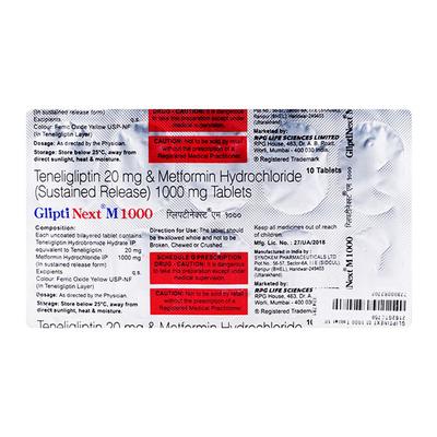 GLIPTINEXT M 1000 Tablet 10's - Diabetes-Ant