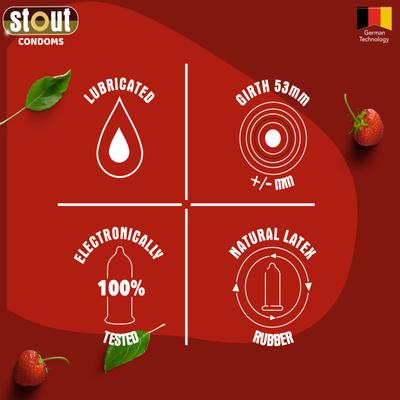 Stout Extra Dotted Strawberry Condoms - Flavoured (Pack of 2 x 10's) 1's - Plain/Flavoured Condoms