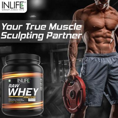 INLIFE Raw Whey Protein Powder - Unflavoured 500 gm - Whey Proteins