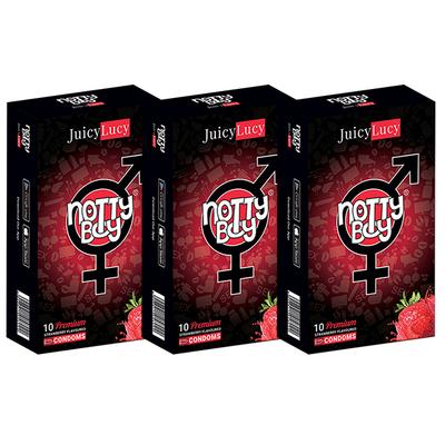 NottyBoy JucyLucy Dotted Condoms - Strawberry (Pack of 3 X 10's) - Plain/Flavoured Condoms