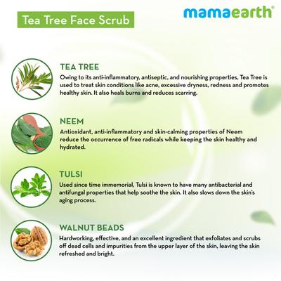 Mamaearth Face Scrub - Tea Tree 100 gm - Face Scrubs
