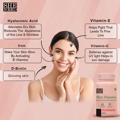 Sheneed Hair Supplement Capsule 60's + Skin Vitamins Capsule 60's - Hair & Skin