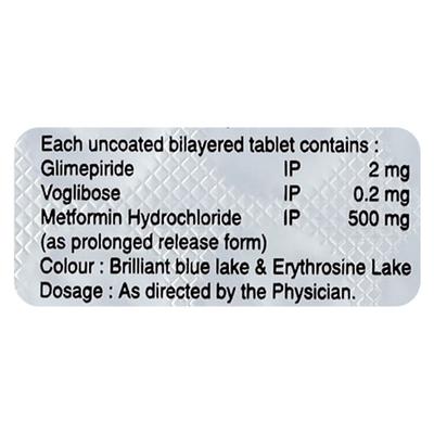 Voglow GM 2/500/0.2mg Tablet 10'S - Diabetes-Ant