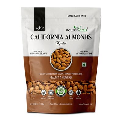 NourishVitals California Roasted Almonds Seeds 200 gm - Nutritional Bars