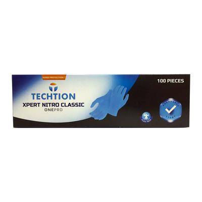 Techtion Xpert Nitro Classic Onepro Nitrile Powderfree Medical Examination Gloves - Large 100's - Surgical Consumable