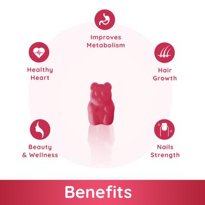 Purna Gummies Sugar Free Biotin Cranberry Flavour Gummy for Hair, Nails and Skin, 1 Daily 30's - Hair & Skin