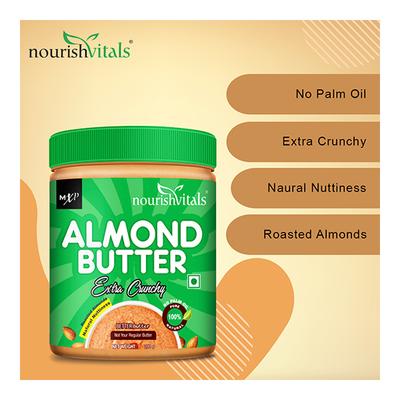 NourishVitals Almond Butter (Extra Crunchy) 750 gm - Nutritional Bars