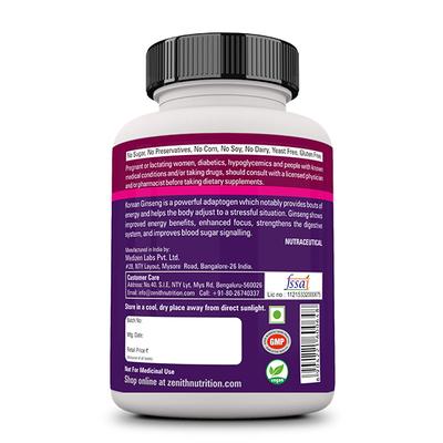 Zenith Nutrition Ginseng 500 mg Capsules 100's - Herbal Dietary Supplement