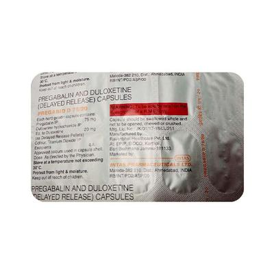 Pregabid D 75/20 Capsule 10'S - Neuropathic Pain-Dru