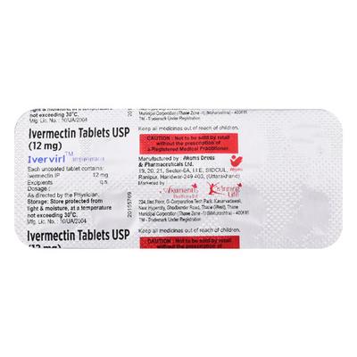 IVERVIRL 12mg Tablet 10's - Parasitic Worms-Ant