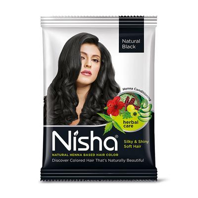 Nisha Henna Hair Color Pouch - Natural Black 10 gm - Crème