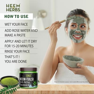 Heem & Herbs Anti Acne Face Pack - Neem Tulsi 100 gm - Face Packs