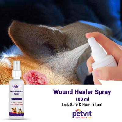 Petvit Wound Healer Spray- For All Breeds Dogs & Cats 100 ml - Pet Grooming