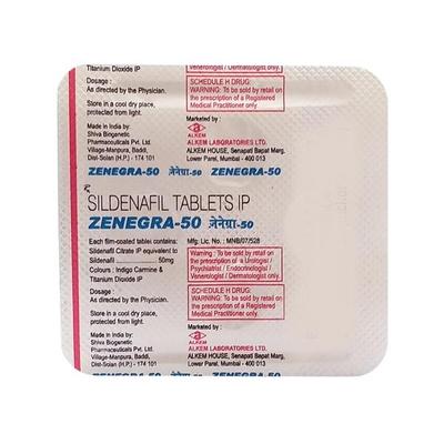 Zenegra 50mg Tablet 4'S - Impotence/Erectile Dysfunction (Ed)