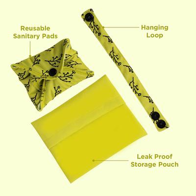 Pee Safe Reusable Sanitary Pads (Regular Pad 3's + Overnight Pad 1's + Leak Proof Pouch 1's) - Sanitary Napkins