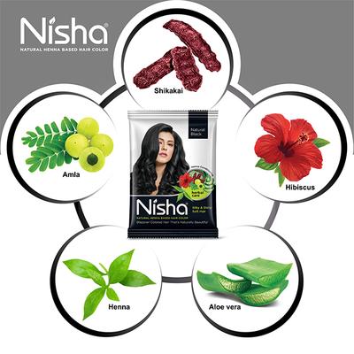 Nisha Henna Hair Color Pouch - Natural Black 10 gm - Crème
