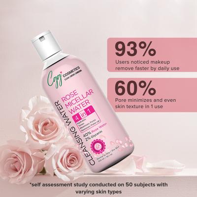 CGG Cosmetics Rose Water Micellar Cleansing Water 4 in 1 Skin Hydration Removing Makeup- for All Skin Types 300 ml - Face Wash & Cleansers