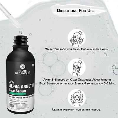 Khadi Organique Face Serum - 2% Alpha Arbutin 30 ml - Personal Care (Ayush)