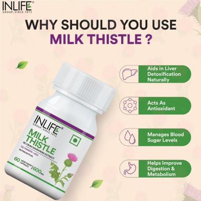 INLIFE Milk Thistle 600 mg Vegetarian Capsule 60's - Vital Health