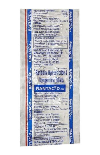 Rantac D OM Tablet 10'S - Ulcer/Reflux/Flatulence-Aaa
