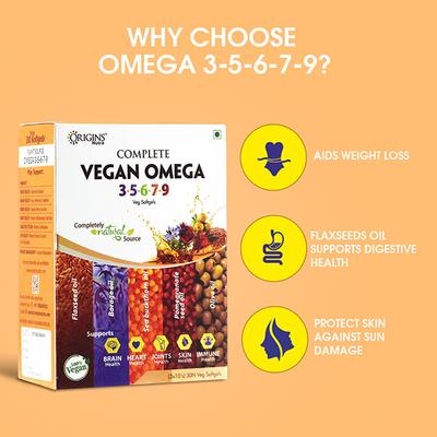 Origins Nutra Complete Vegan Omega 3-5-6-7-9 Softgel Capsule (Pack of 3 x 10's) - Omega Fish Oil Fatty Acids