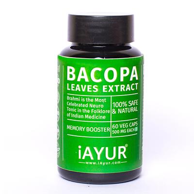 iAYUR Bacopa Leaves Extract 500 mg Veg Capsule 60's - Herbal Dietary Supplement
