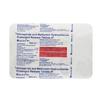 Zyvana M 1mg Tablet 10'S - Diabetes-Ant