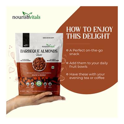 NourishVitals Barbeque Roasted Almonds Seeds 200 gm - Nutritional Bars