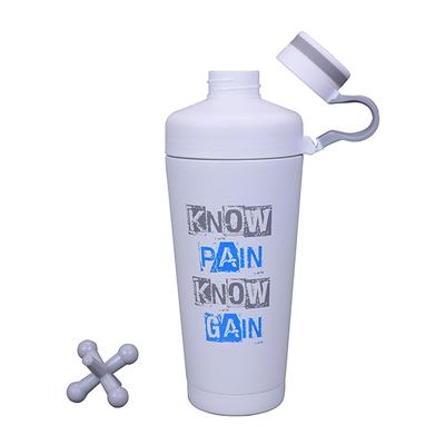GHC Steel Shaker Bottle with Twist On Cap - White 1000 ml - Workout Essentials