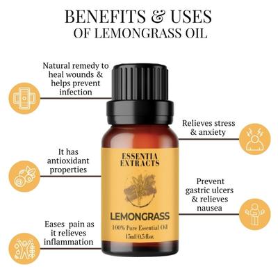 Essentia Extracts Pure Essential Oil - Lemongrass Oil 15 ml - Essential Oils