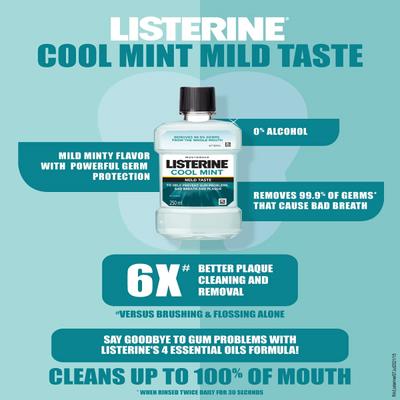 Listerine Coolmint Mouth Wash - Mild Taste 500 ml - Mouthwash