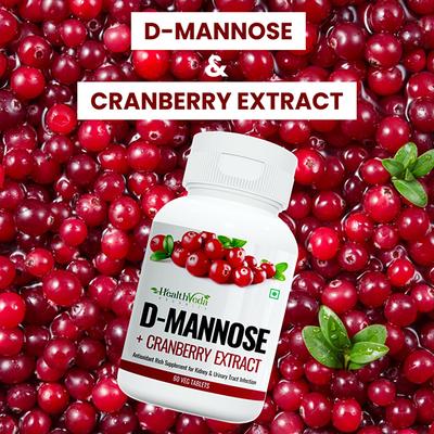 Health Veda D Mannose + Cranberry Extract Veg Tablet 60 ml - Herbal Dietary Supplement