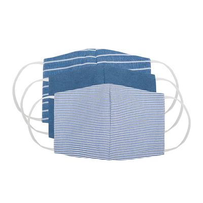 Faballey Blue Striped 3 Ply Balloon Reusable Mask Set (3 Pcs) - Face Mask
