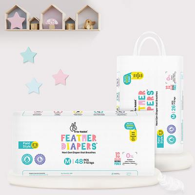 R for Rabbit Feather Baby Diaper Pant (M) (Pack of 1 x 26's + Pack of 1 x 48's) - Diapers & Wipes