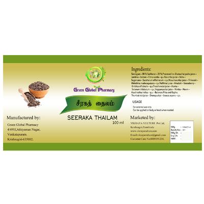 Green Global Pharmacy Seeraka Thailam 100 ml - Speciality Medicines