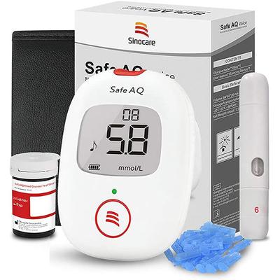 Sinocare Safe AQ Voice Blood Glucose Monitoring System with Free 10 Strips 1's - Blood Glucose Monitors/Strips