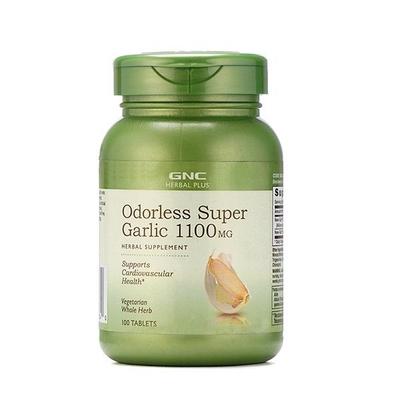 GNC Herbal Plus Odorless Super Garlic 1100 mg Vegtarian Tablet 100's - Herbal Dietary Supplement
