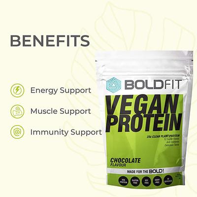 Boldfit Vegan Protein Powder - Chocolate Flavour 1 kg - Protein Drink