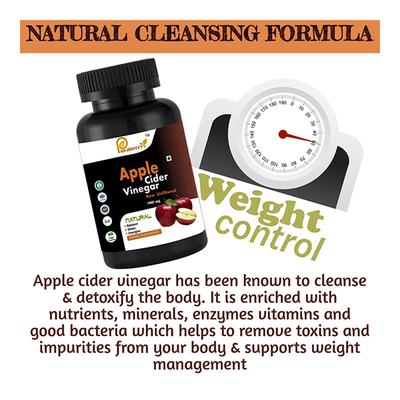 Puraberry Raw Unfiltered Raw Apple Cider Vinegar 800 mg Veg Capsule 60's - Herbal Dietary Supplement