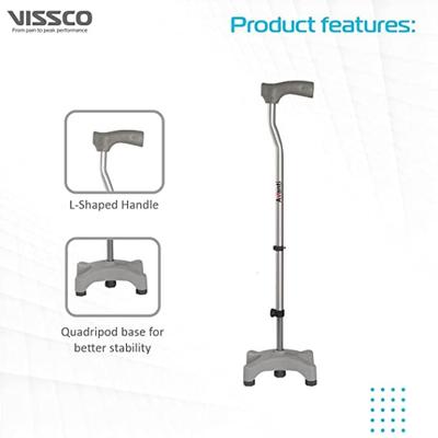 Vissco Walking Stick L Shape - Quadripod - Wheelchairs & Walking Sticks