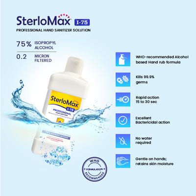 SterloMax 75% Isopropyl Alcohol-Based Hand Rub Sanitizer & Disinfectant (Pack of 4 x 500 ml) - Hand Sanitizer