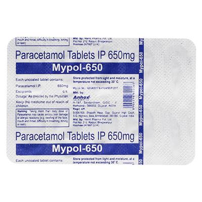 MYPOL 650mg Tablet 10's - Fever-Ana